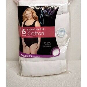 JUST MY SIZE Women's Plus Size 13 Cool Comfort Cotton Brief 6 Pack White